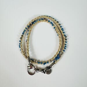 Gucci 925 Sterling Silver Beaded Wrap Bracelet Blue Multicolor Made In Italy